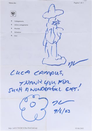 KOONS JEFF (n. 1955) Senza titolo. Pennarello su carta. Cm 21,00 x 29,50....