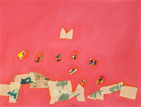 DANGELO SERGIO (n. 1932) Farfalle. Tecnica mista su tela. Cm 80,00 x 60,00....