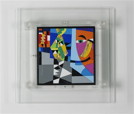 NESPOLO UGO (n. 1941) Neck - tie. acrilici su legno. Cm 20,00 x 20,00. Firma...