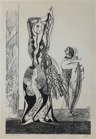 MAX ERNST, Danseuses, Litografia Anno 1950 Dim.56,5x38,5 Esemplare XV/LX...