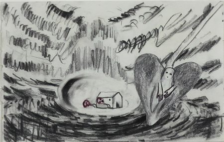 ENZO CUCCHI, Senza titolo, Tecnica mista su carta Anno 1996 Dim.15X24...