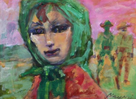 MINO MACCARI, Senza titolo, Olio su tavola Dim. 41x56 Anno 1969