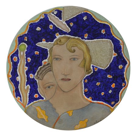 LUCA ALINARI, Alter ego, Tecnica mista su tavola Anno 2004 Diam.30 Al verso...