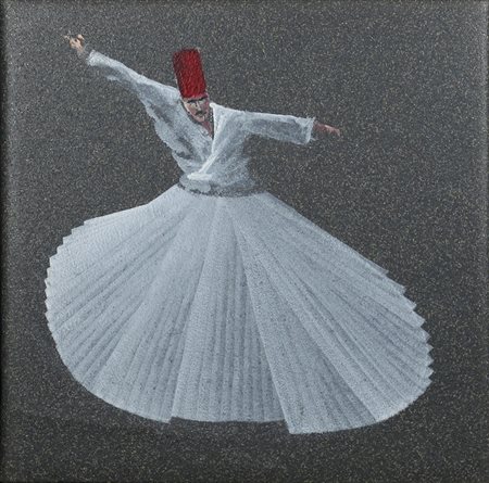 ALDO MONDINO, Derviscio (3), Olio su linoleum Anni 2000 Dim.40x40 Opera...