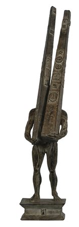 IVAN THEIMER, L'homme a l'obelisque, Fusione in bronzo Dim.58x12x12 Esemplare...