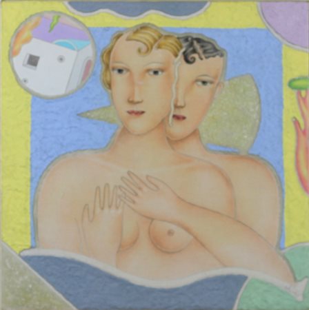 LUCA ALINARI, Senza titolo, Olio e tecnica mista su tela Dim. 39x39 Autentica...