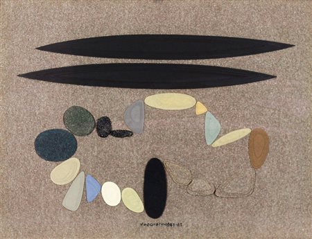 VICTOR VASARELY, Senza titolo, Collage e tecnica mista su tavola Anno 1947/62...