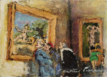 WALTER PIACESI, Visita al museo, Olio su tavola Anno 2014 Dim.13x18 Opera...