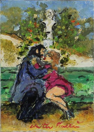 WALTER PIACESI, Idillio, Olio su tavola Anno 2014 Dim.18x13 Opera archiviata...