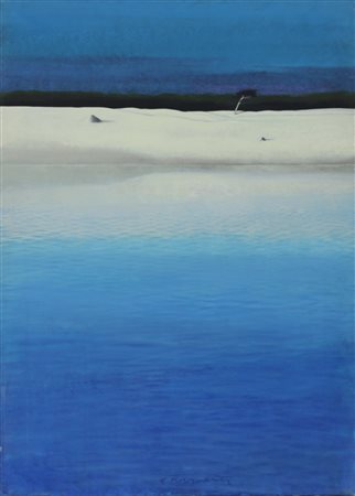 ANDREA RAZZAUTI, Marina, Olio su tela Anni 90 Dim.70x50 Opera senza cornice...