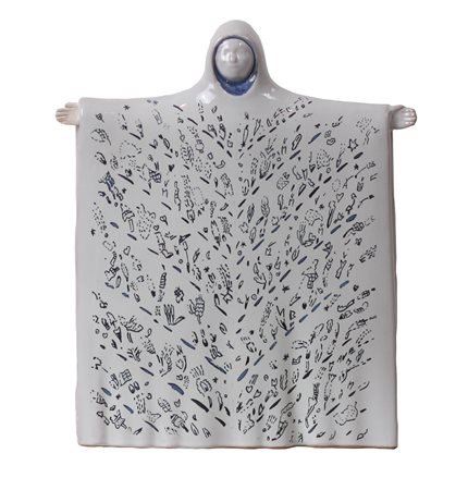 UGO LA PIETRA, Senza titolo, Scultura in ceramica Anno 2005 Dim. 25x21x6...