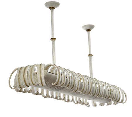 Seguso (Attribuito)Monumentale lampadario con schermi diffusori in vetro...