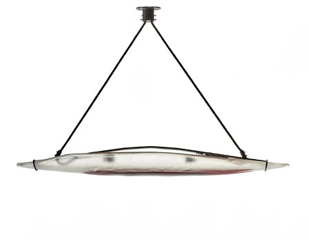 Venini Lampada a sospensione modello "Barchetta". Murano, 1958. Vetro bianco...