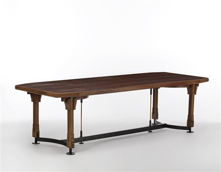 Renato Angeli Grande tavolo da pranzo con piano ottagonale bordato in...