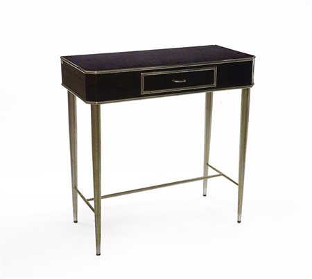 Toilette a un cassetto con struttura in metallo nichelato, corpo con piano in...