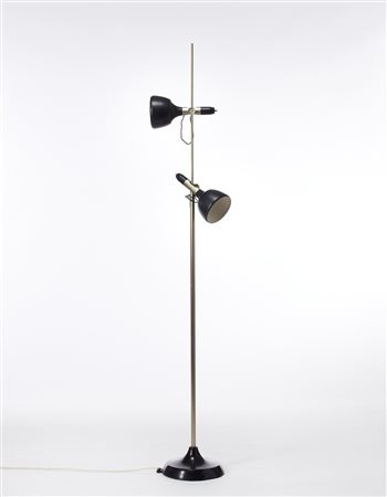 Lampada da terra a due luci con diffusori regolabili in alluminio verniciato...