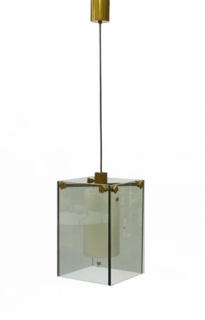 Fontana Arte Lampadarietto ad una fiamma in metallo e cristallo grigio...