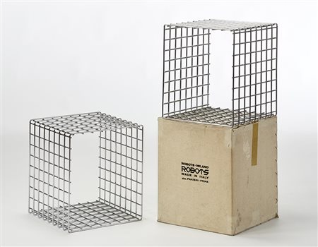 Panzeri e Prina Due sgabelli in rete di acciaio. Produzione Robots, Milano,...