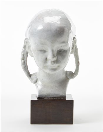 Giuseppe Enrini (1899)"Testa di fanciulla"Ceramica smaltata in bianco con...