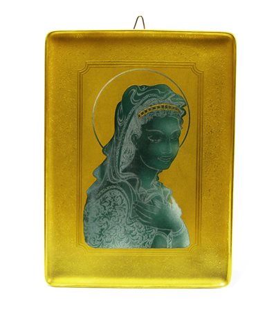 Finzi Formella in porcellana bavarese smaltata e decorata in oro zecchino con...