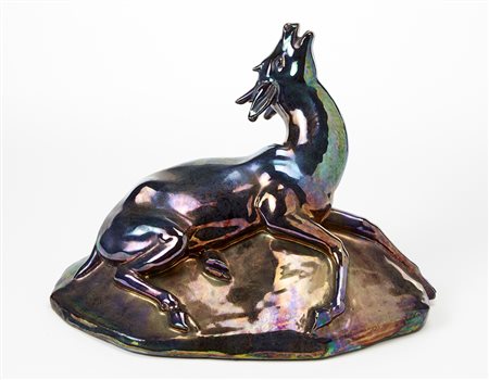 Riccardo Gatti (Faenza 1886 - Venezia 1972)"Antilope morente"Scultura in...
