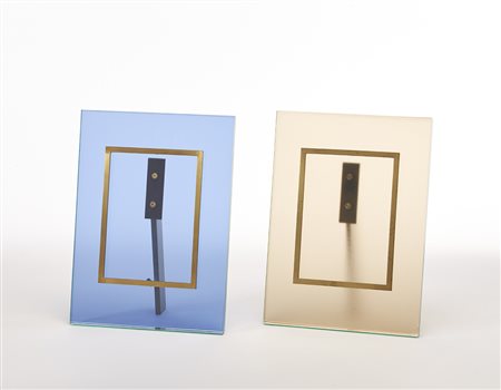 Fontana Arte Coppia di cornici portafoto in metallo e vetro modello "2426 e...
