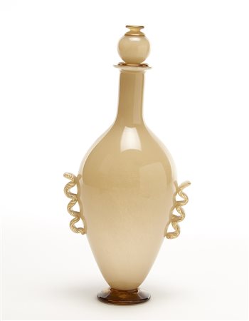 Manifattura di Murano Vaso a morise con tappo e base applicata in vetro...