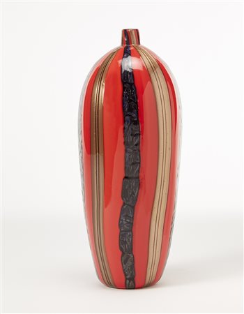 Vittorio Ferro (Murano 1932 - Murano 2012)Vaso soliflore a canne rosse...
