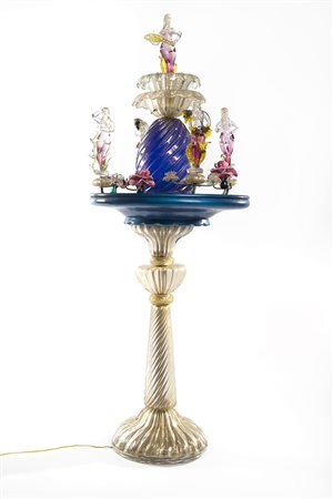 Manifattura di Murano Fontana in vetro soffiato incolore e viola con...