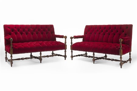 Lorenzo Mongiardino (Genova 1916 - Milano 1998)Coppia di divanetti con...