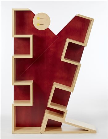 Vanoncini * Libreria modello "Happiness". Acero naturale e tinto rosso...