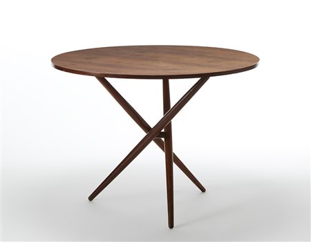 Jurg Bally Tavolo treppiede con piano circolare ad altezza regolabile....