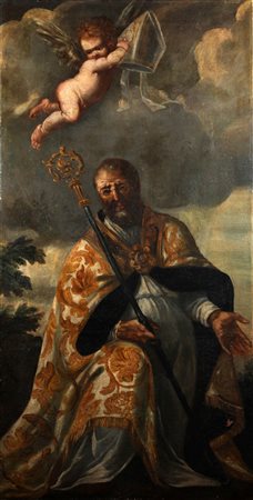 ARTISTA DEL XVII SECOLO Sant'Agostino. . Olio su tela . Cm 68,00 x 139,00. ....