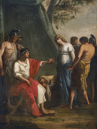 ARTISTA NEOCLASSICO Zenobia (?). Olio su tela . Cm 64,00 x 84,00. . Cornice...