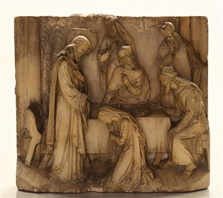 MANIFATTURA TOSCANA DEL XIX SECOLO Gesù e Maria Maddalena. pietra di Signa....