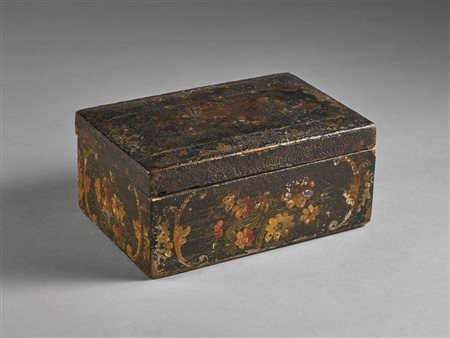 MANIFATTURA VENETA DEL XVIII SECOLO Cofanetto in legno decorato a motivi...