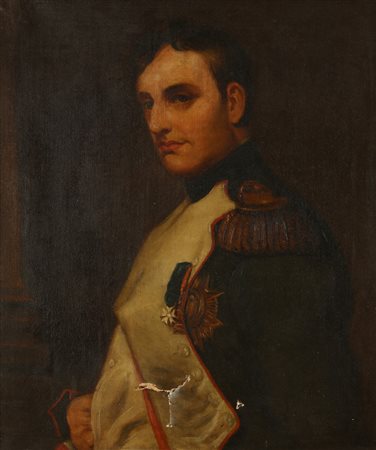 ARTISTA DEL XIX SECOLO Ritratto di Napoleone Bonaparte. Olio su tela . Cm...