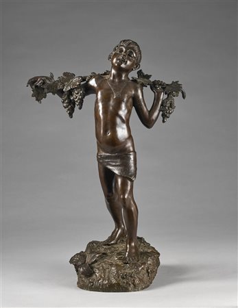 BRONZISTA NAPOLETANO DEL XIX SECOLO Giovane vendemmiatore. Bronzo. Cm 52,00....