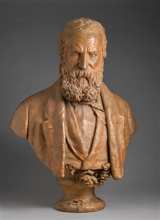 ANONIMO DEL XIX SECOLO Ritratto d'uomo con barba. Terracotta. Cm 50,00 x...