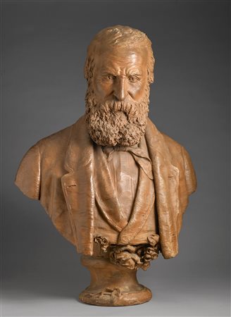 ANONIMO DEL XIX SECOLO Ritratto d'uomo con barba. Terracotta. Cm 50,00 x...