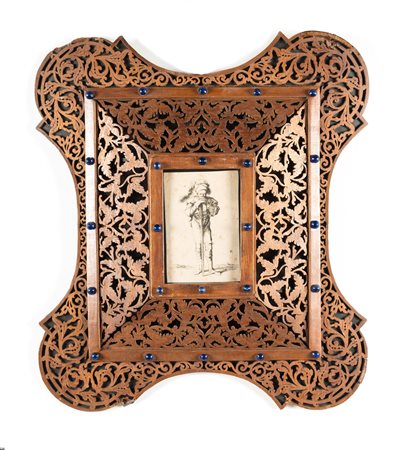 ROSA SALVATORE (1615 - 1673) Figura di soldato. . Cm 9,50 x 15,00. In cornice...