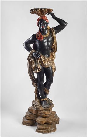 MANIFATTURA VENEZIANA DEL XVIII SECOLO Moretto in legno policromo. . . Cm...