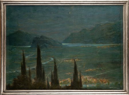 CAIRATI GIROLAMO (1860 - 1943) Veduta della piana di Riva. 1897. Olio su tela...