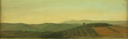 SERNESI RAFFAELLO (1838 - 1866) Paesaggio. Olio su cartone. Cm 31,50 x 10,50....
