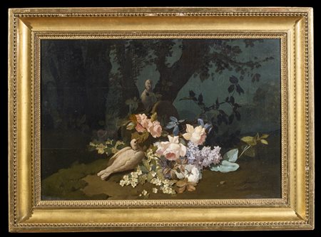BAUDIN JEAN BAPTISTE (XIX SECOLO) Natura morta di fiori. Olio su tavola. Cm...