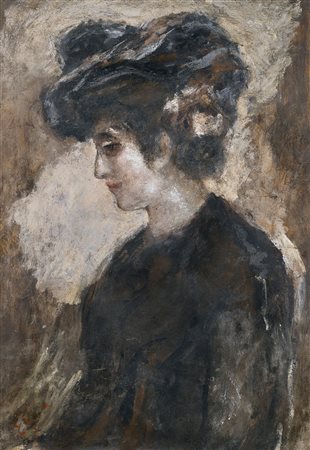 GOLA EMILIO (1851 - 1923) Ritratto di donna. . Olio su tela . Cm 55,00 x...