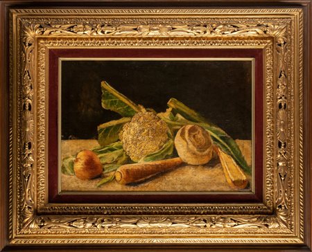 SEGANTINI GIOVANNI (1858 - 1899) Natura morta. Olio su tela . Cm 55,00 x...