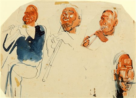 BIASI DA TEULADA GIUSEPPE (1885 - 1945) Senza titolo. Tecnica mista e collage...