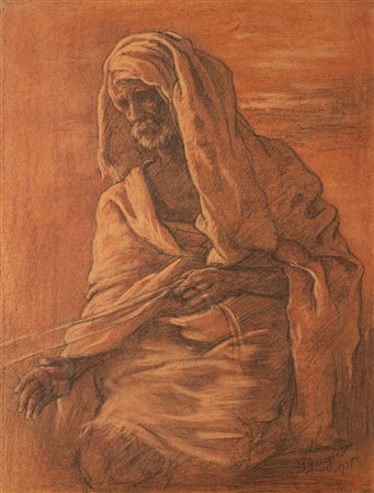 GEORGIEV BORIS (1888 - 1962) Ritratto di Paria. . Tecnica mista su carta. Cm...