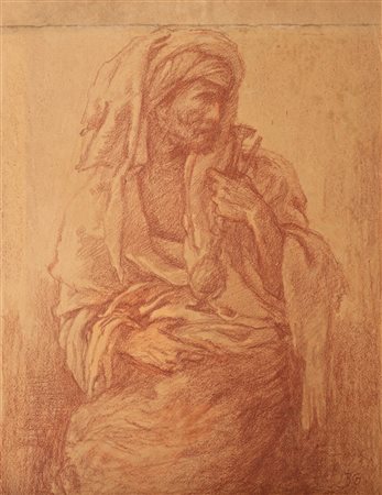 GEORGIEV BORIS (1888 - 1962) Ritratto di Paria. . Sanguigna su carta . Cm...